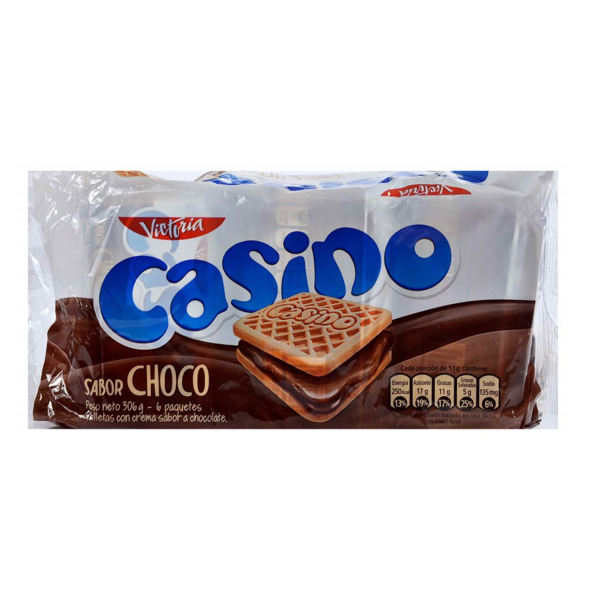 GALLETA CASINO CHOCOLATE PACK 6 UND.