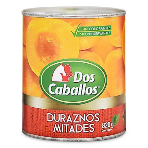 CONSERVA DURAZNOS DOS CABALLOS 820 GR.