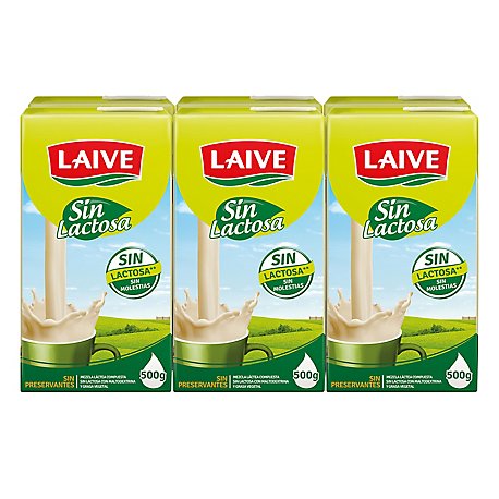 LECHE LAIVE EVAPORADA /SIN LACTOSA 500 ML* 6 UND.