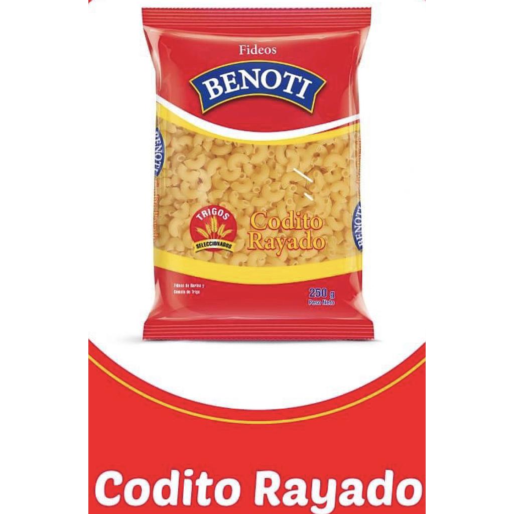 FIDEOS BENOTTI CODO RAYADO 250 GR.