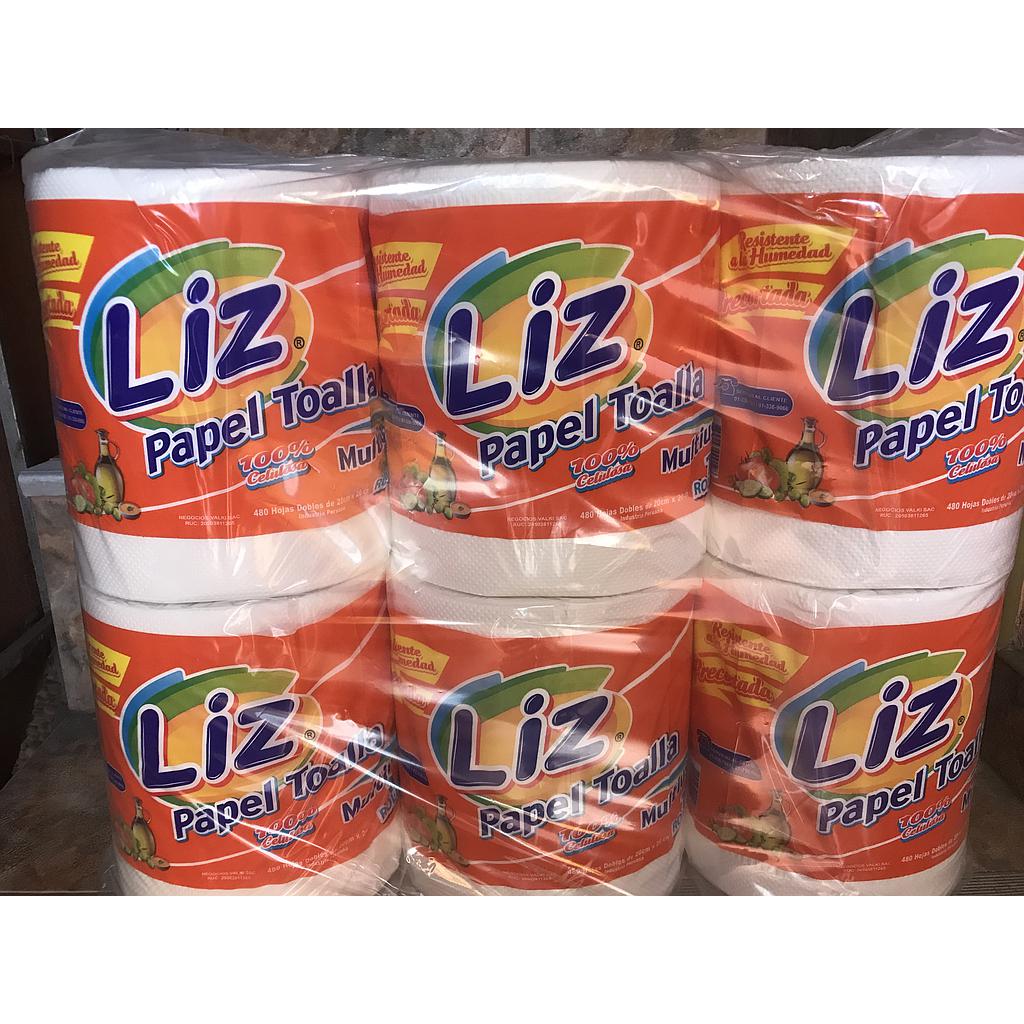 PAPEL TOALLA BLANCO LIZ 6 ROLLOS.