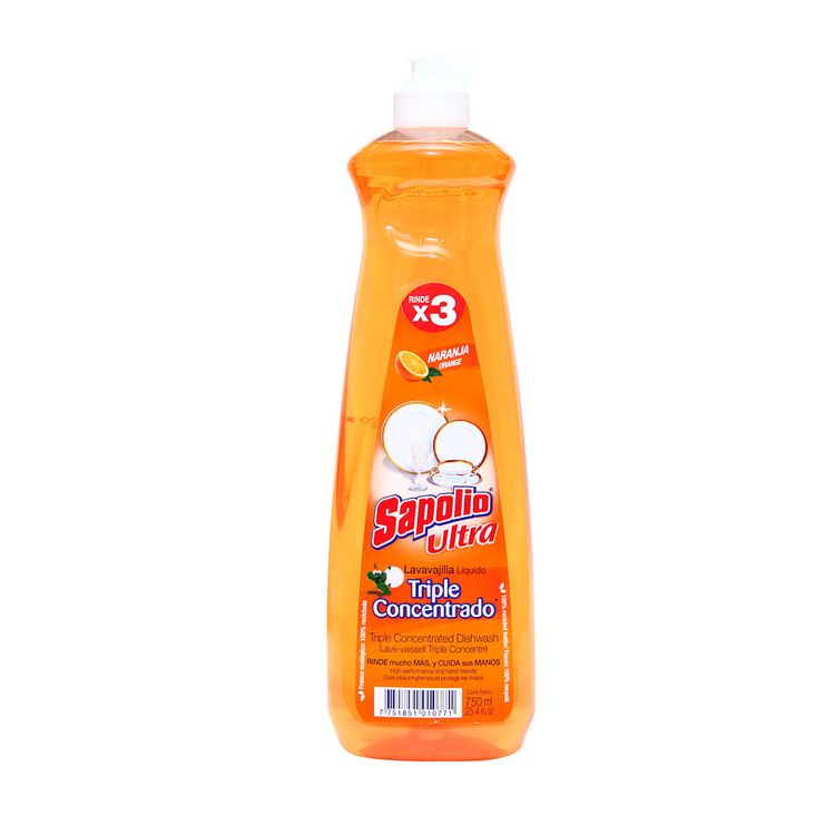LAVA VAJILLA LÍQUIDA SAPOLIO NARANJA 750 ML.
