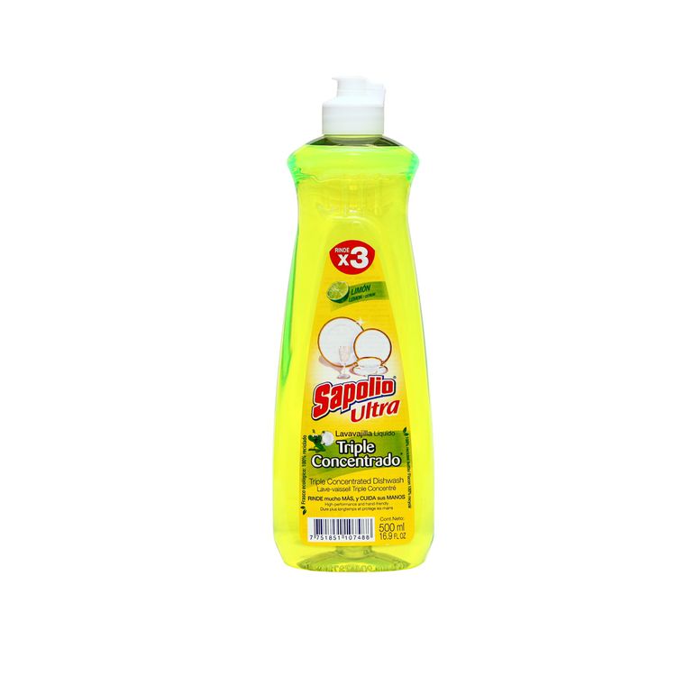 LAVA VAJILLA LIQUIDA SAPOLIO LIMÓN 500 ML.